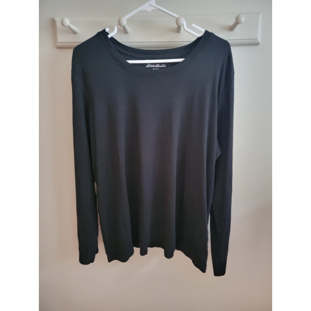 Eddie Bauer Women's Black 2XL L/S Boxy Top Classic Capsule Minimaliat Casual